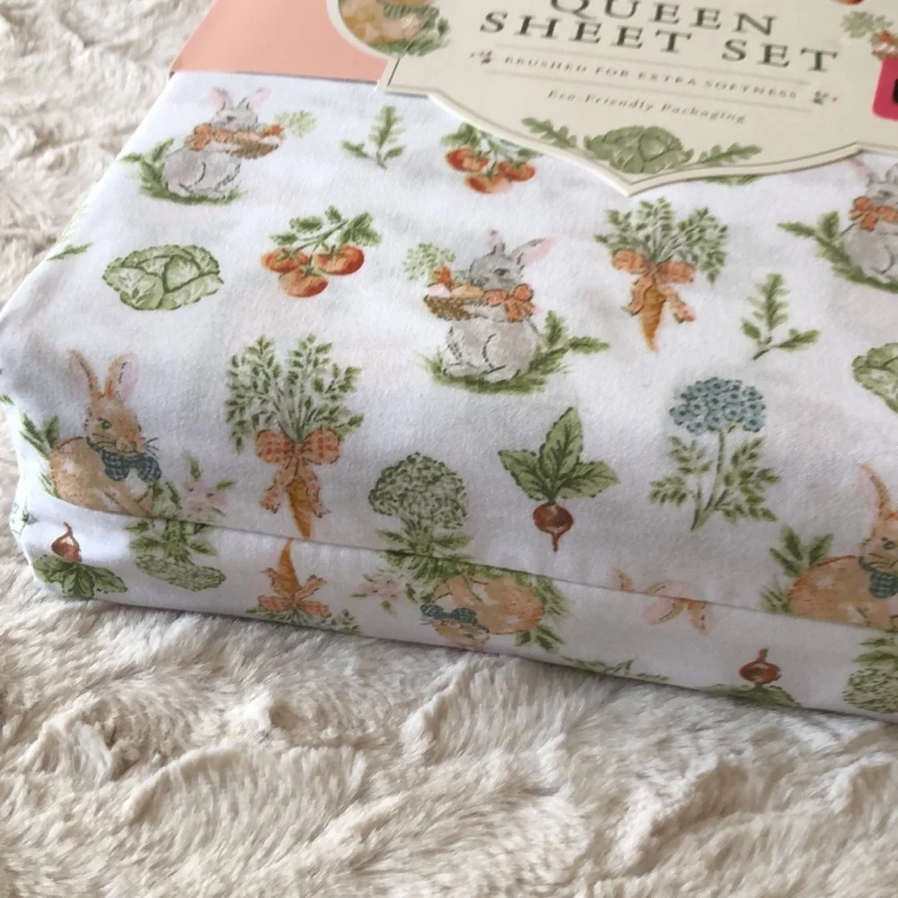 Envogue Botanical Bunny Rabbit QUEEN Sheet Set